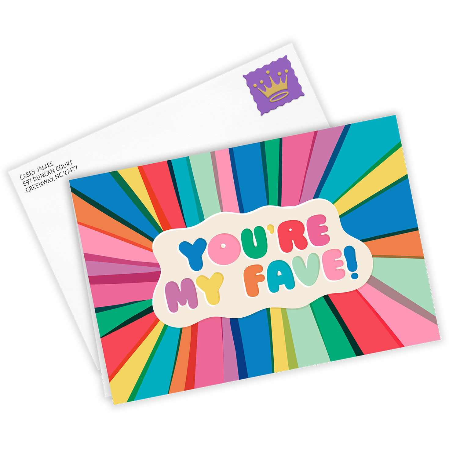 You're My Fave Color Rays Personalized Birthday Card Card Front with Envelope image number 2