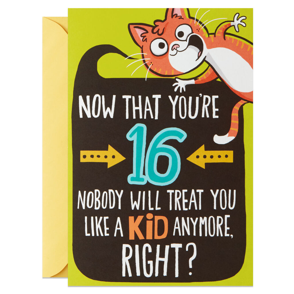 Not A Kid Anymore Funny Pop Up 16th Birthday Card