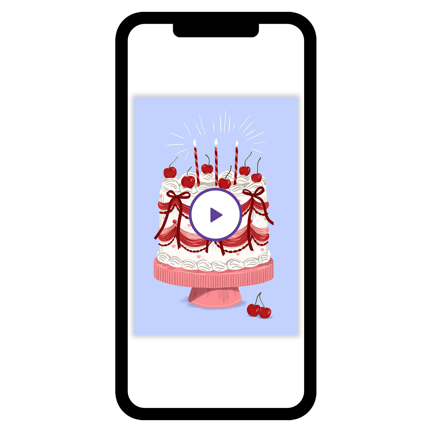 Hearts and Bows Personalized Birthday Card phone with card front image number 1