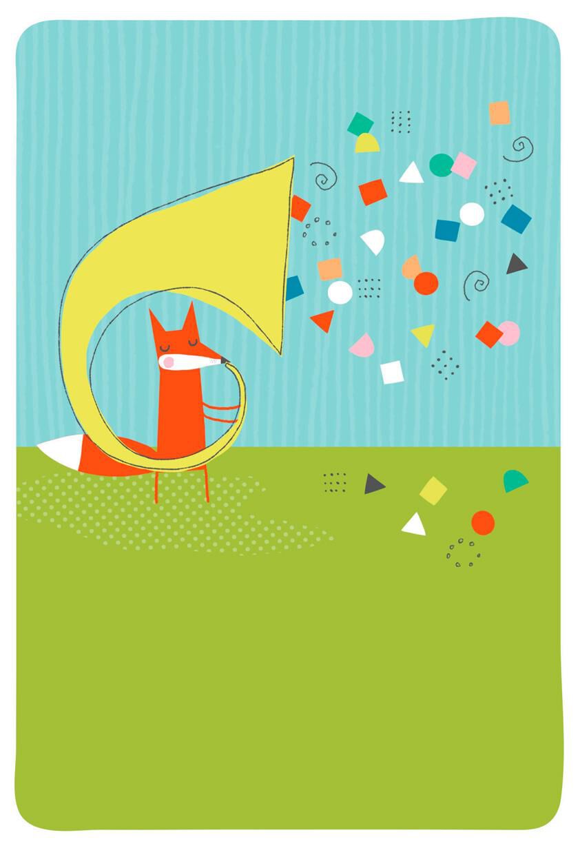 Music Notes and Fox Blank Congratulations Card