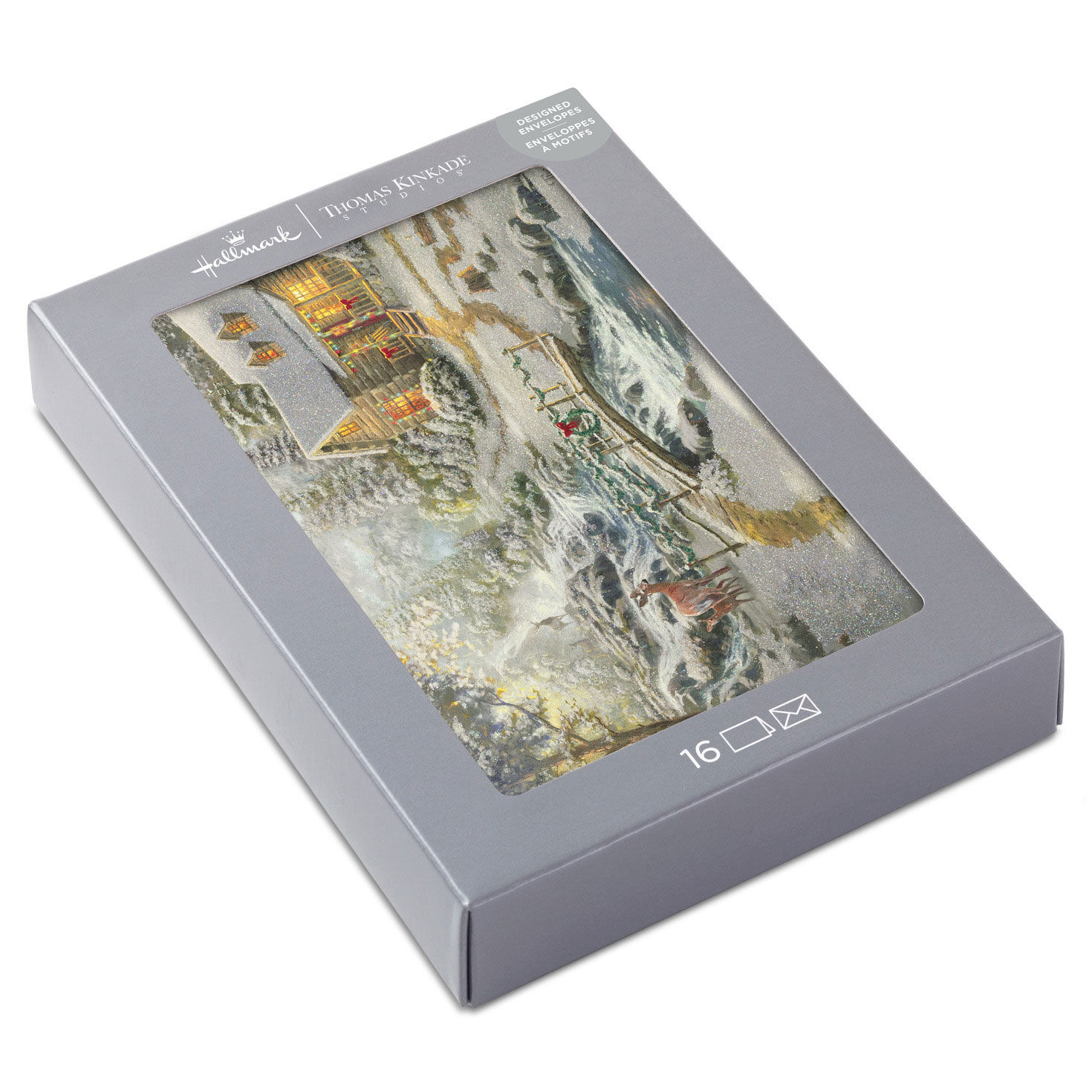 Thomas Kinkade Mountain Cabin with Deer Christmas Cards, Box of 16