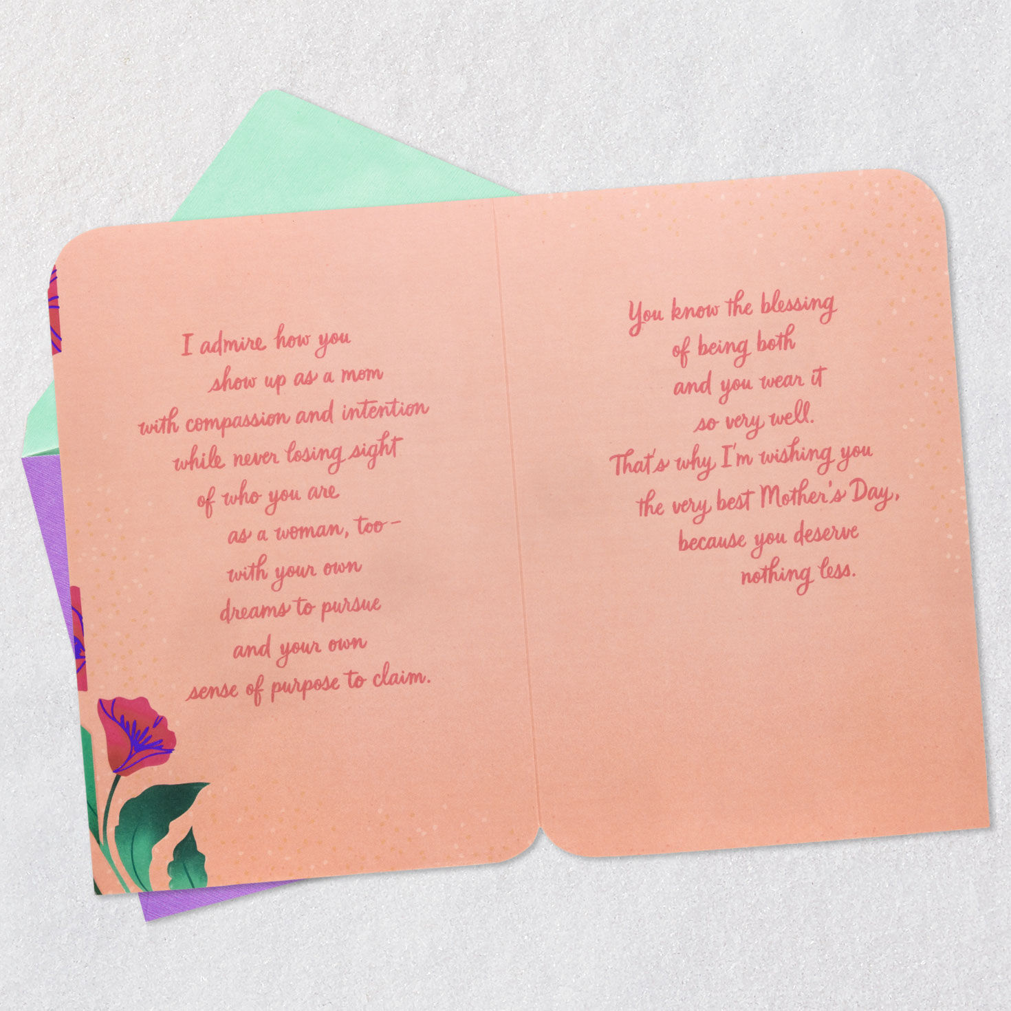 Black Woman With Pink Flowers Mother's Day Card Open card with envelope image number 4