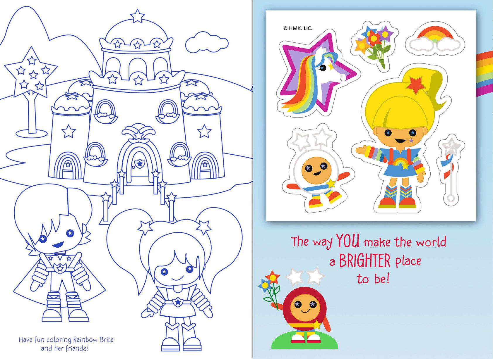 Rainbow Brite and Friends Stylized Coloring Card With Stickers