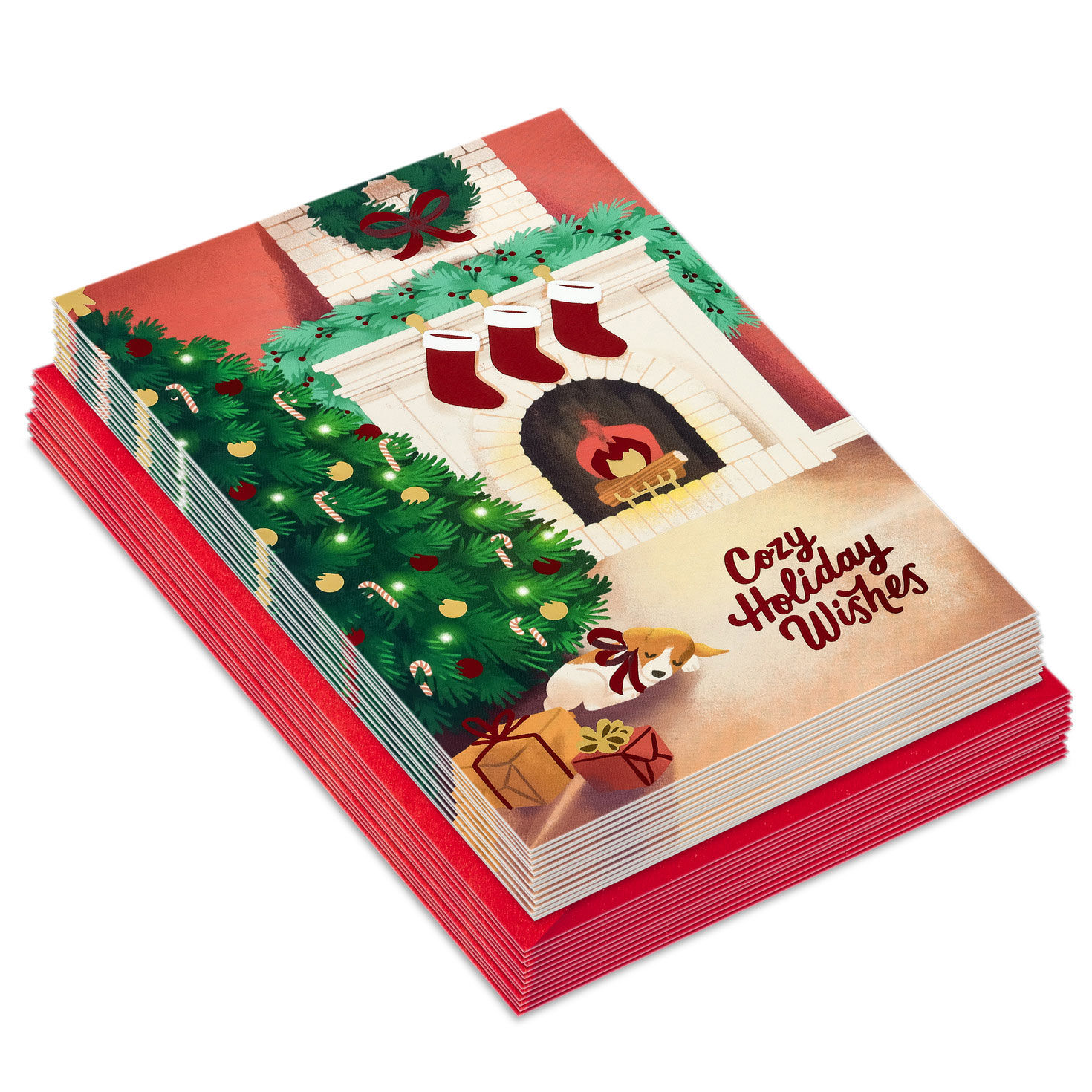 Cozy Fireplace Boxed Christmas Cards, Pack of 16