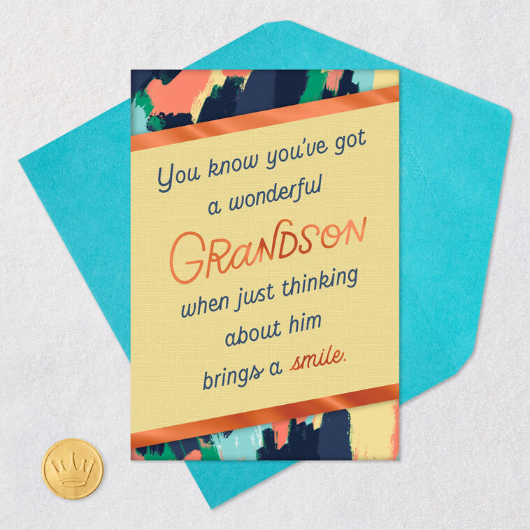 Thoughts of You Bring a Smile Birthday Card for Grandson, , large image number 5