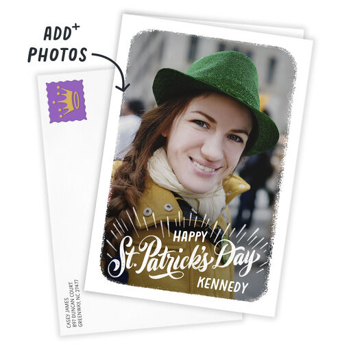 White Frame Vertical Folded St. Patrick's Day Photo Card, 
