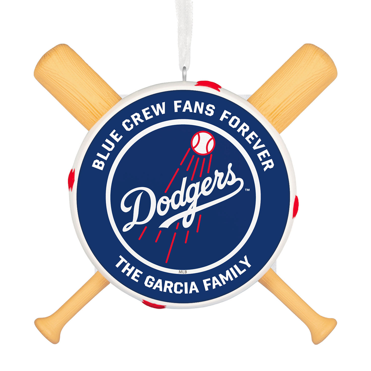 MLB Los Angeles Dodgers™ Baseball Personalized Ornament, Custom Text