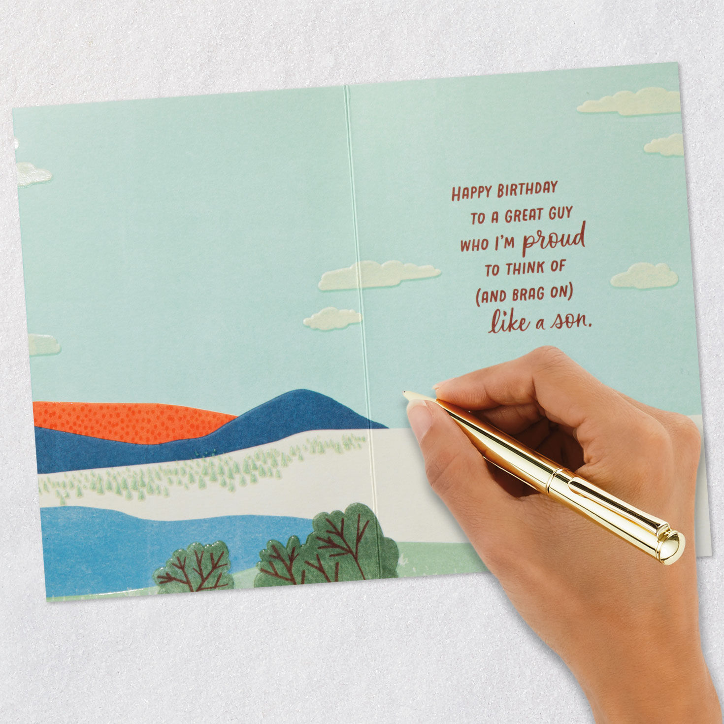 Sunset Landscape Like a Son Birthday Card for Him, , large image number 6