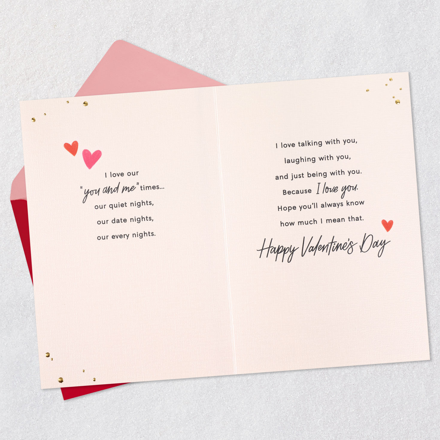Hands Entwined and Heart Wife Valentines Day Card Open card with envelope image number 4