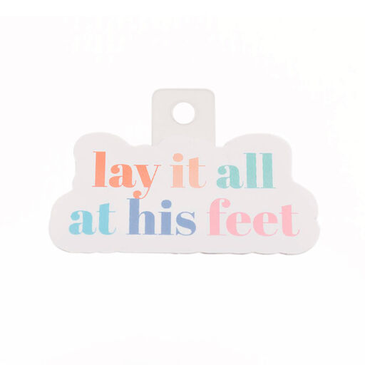Mary Square Lay It At All His Feet Religious Waterproof Sticker, 