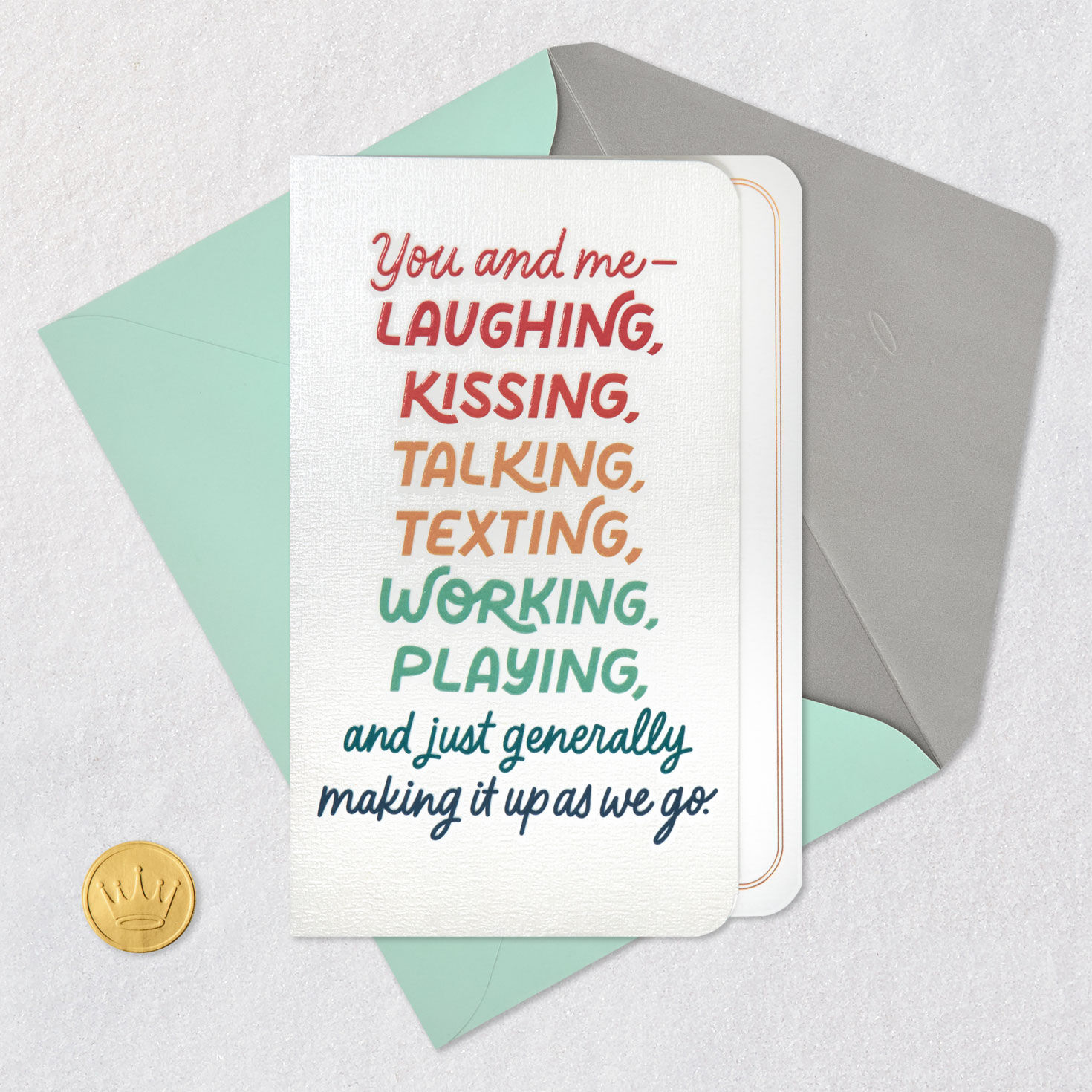 Colorful Lettering Romantic Love Card Card Front with Envelope and Gold Seal image number 5