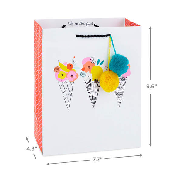 9.6" Ice Cream Cones and Flowers Medium Gift Bag, , large image number 3