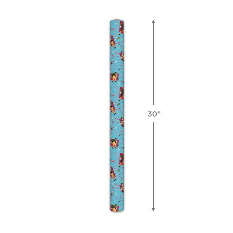 Elf Poses on Blue Christmas Wrapping Paper Measurement image number 5