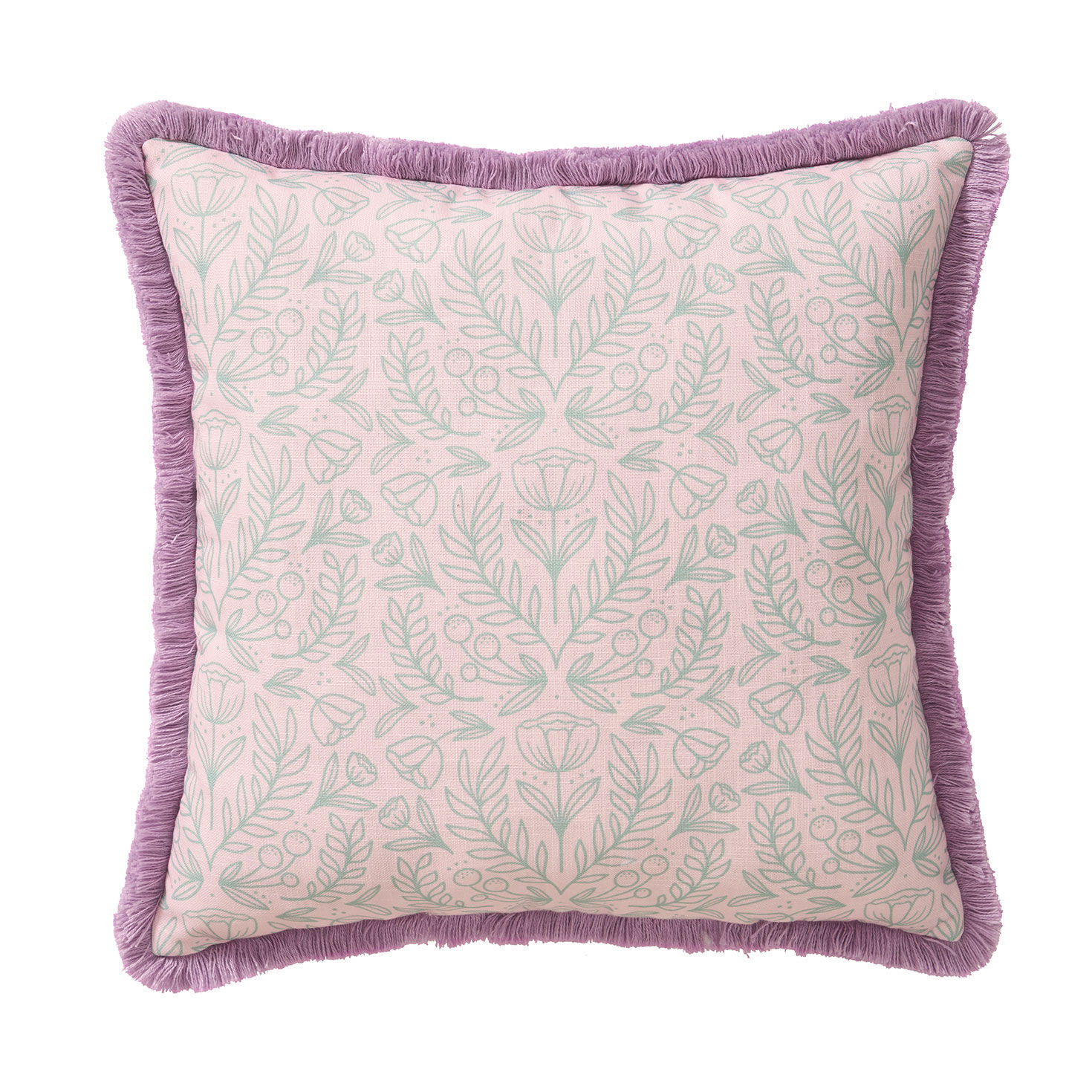 Boucle Flowers Reversible Throw Pillow back image number 3