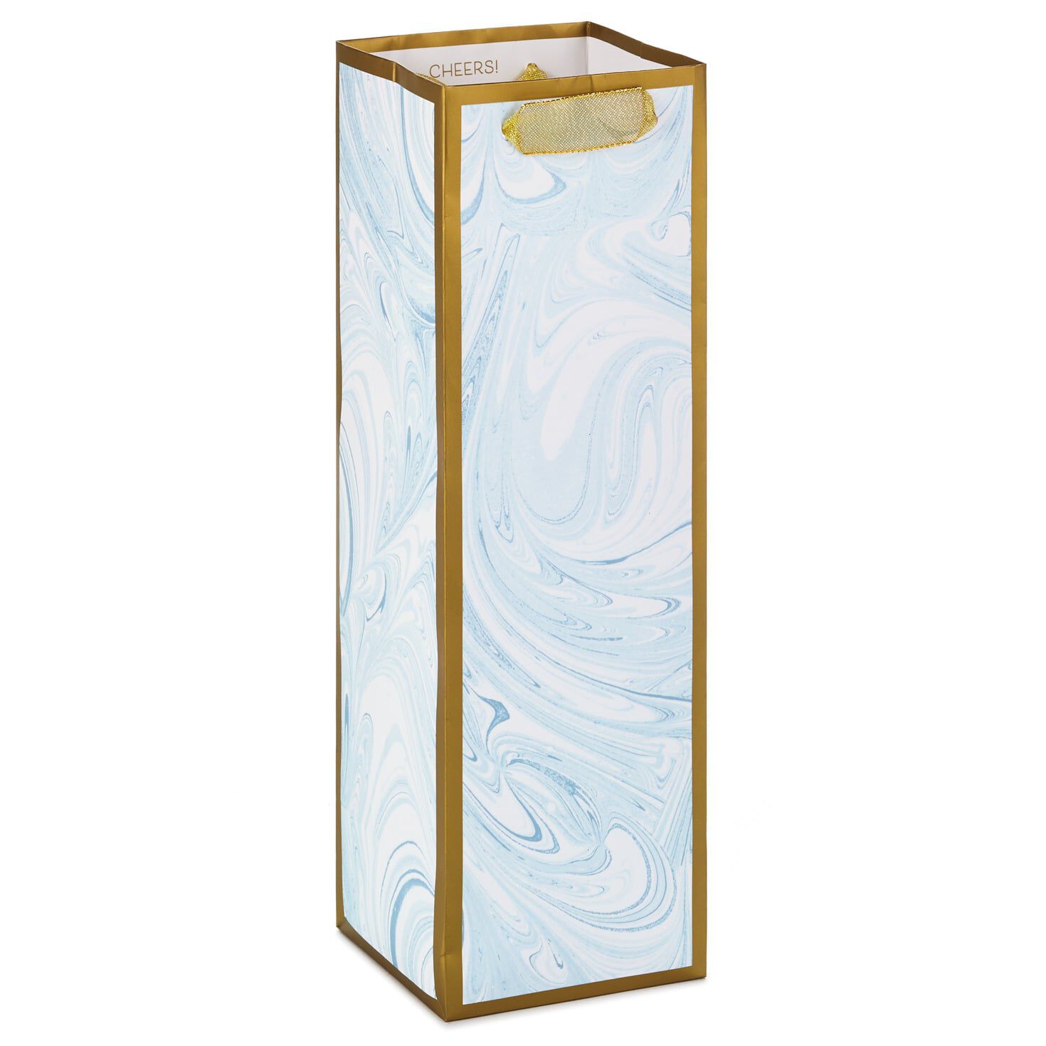 13" Blue Marbled Wine Gift Bag, , large