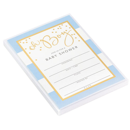 Blue Stripes Baby Shower Invitations, Pack of 10, 