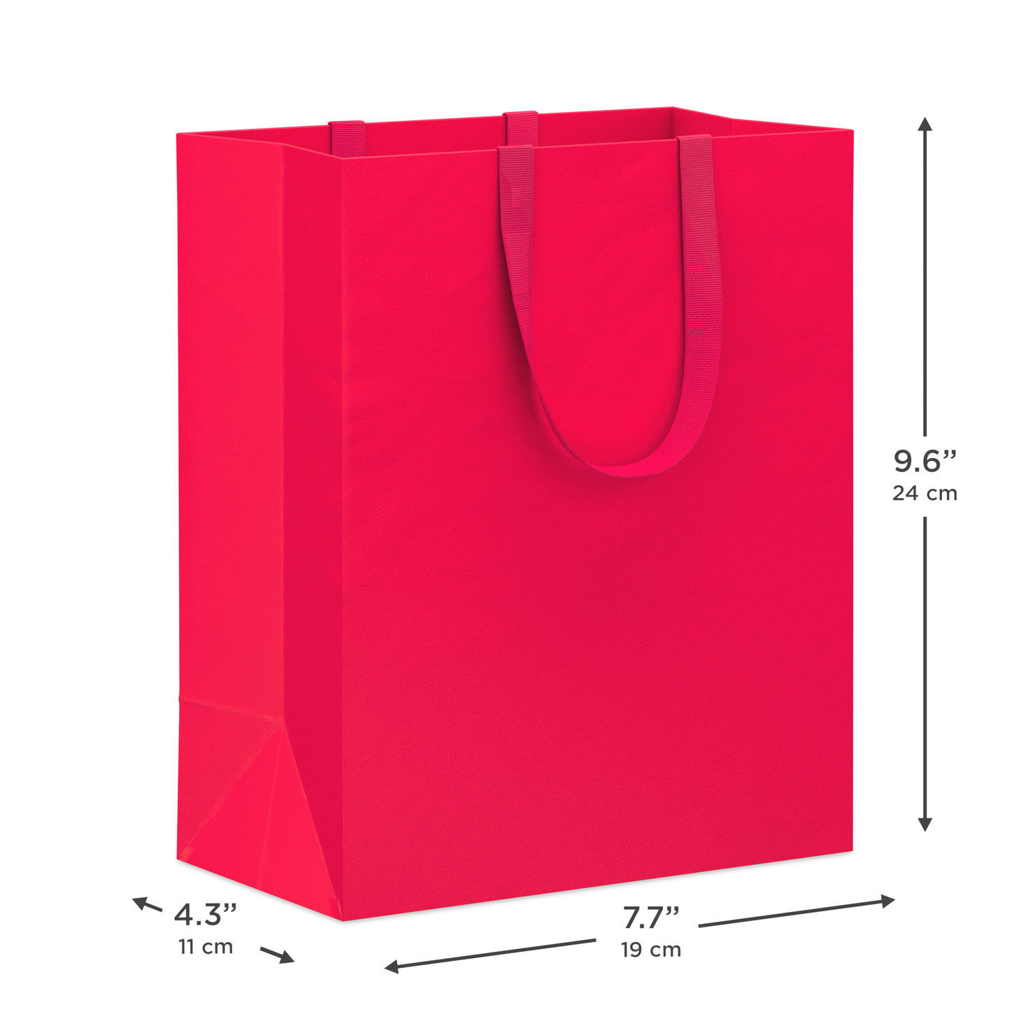 Medium Solid Red Gift Bag measurement image number 3