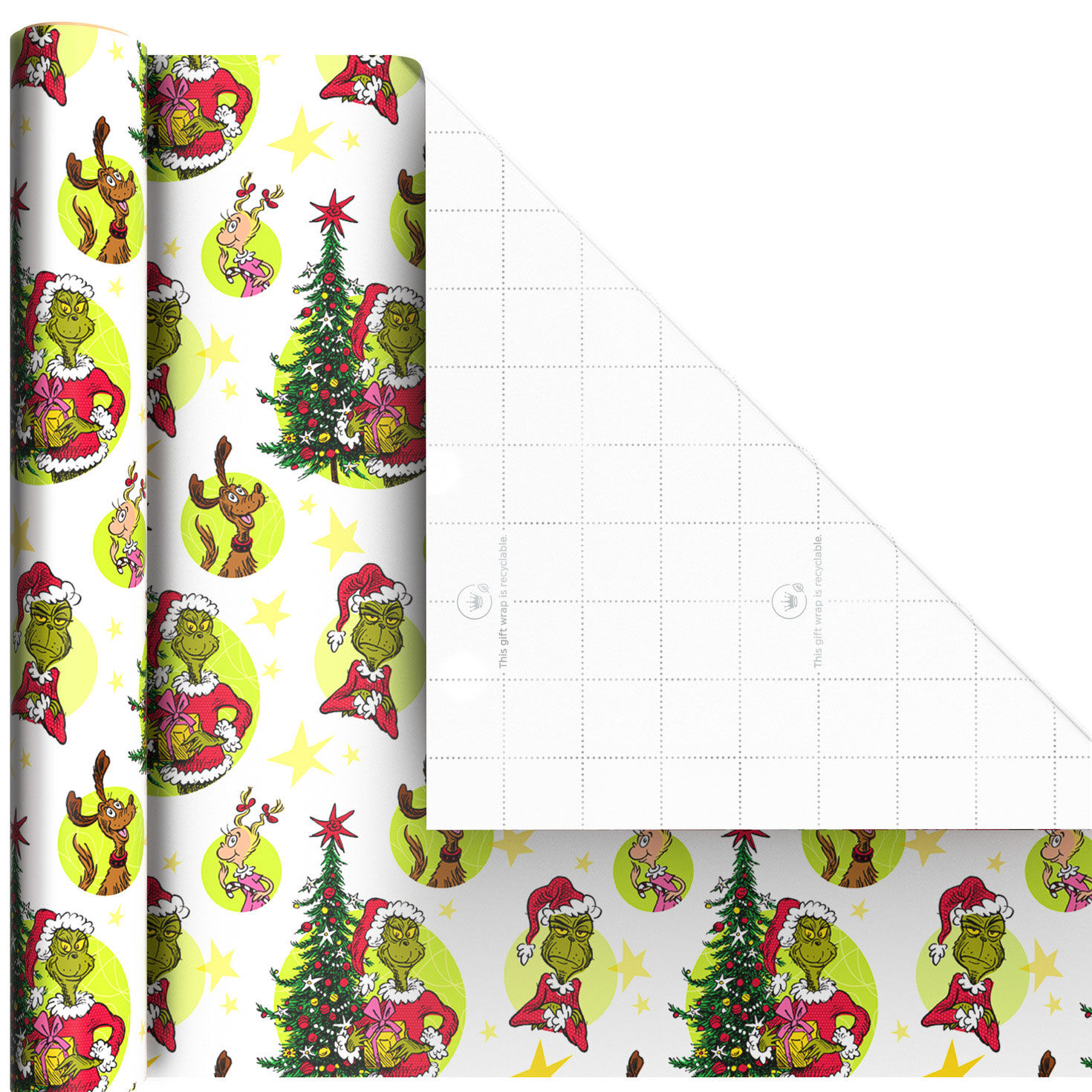 Green and Red Grinch 3-Pack Mini Xmas Gift Wrap Rolls Wrap Square image number 5