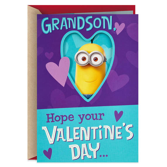 Minions Fun Surprise Pop-Up Valentine's Day Card for Grandson, , large image number 1