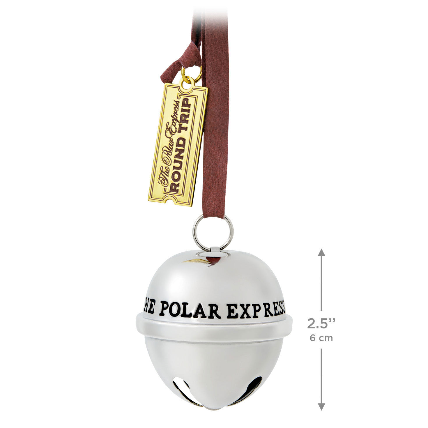 Polar Express Silver Sleigh Bell Keepsake Ornament measurement image number 3