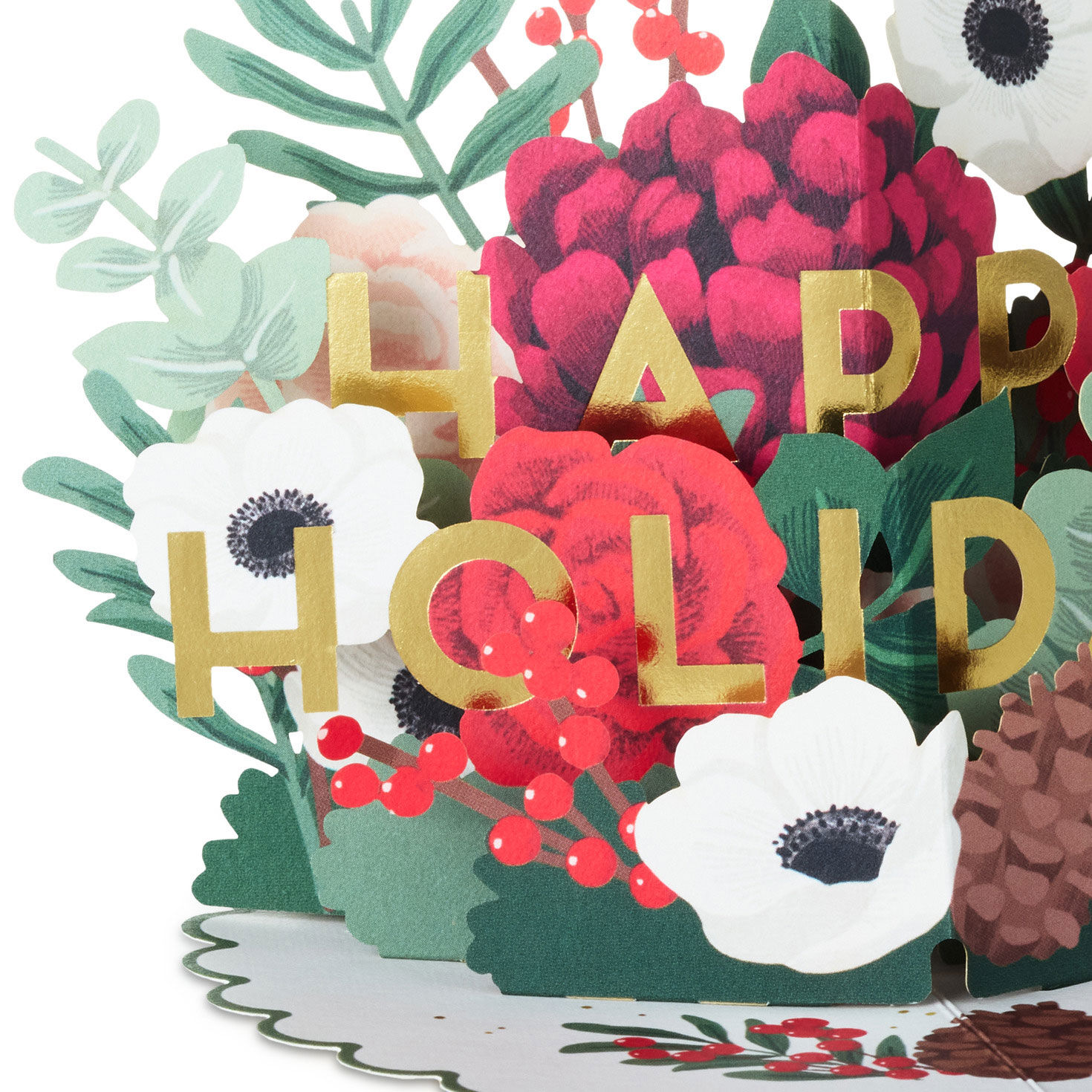 Red and Green Floral Holiday Gift Wrap Accessory upclose view image number 5