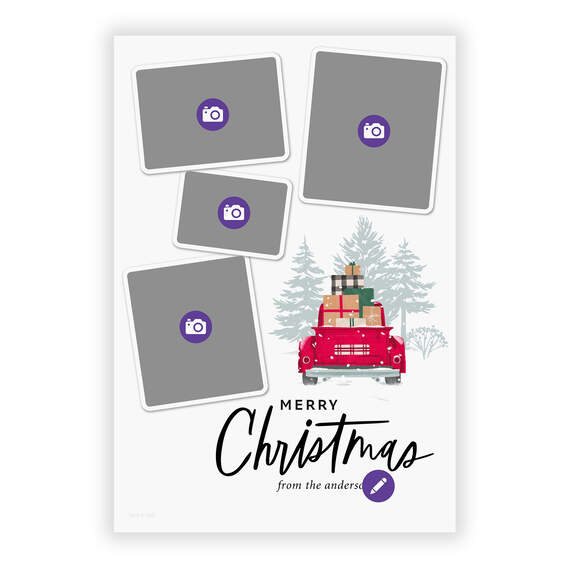 Snowy Red Truck Flat Christmas Photo Card, , large image number 5