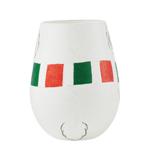 Lolita All Warm and Snuggly Polar Bear Handpainted Stemless Wine Glass, 20 oz., 