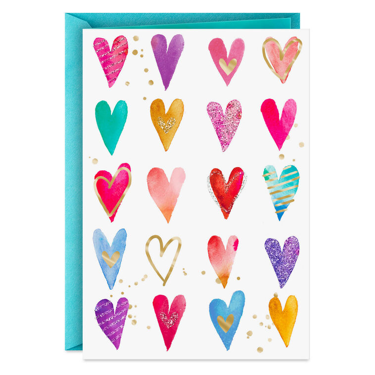 Colorful Hearts Blank Card