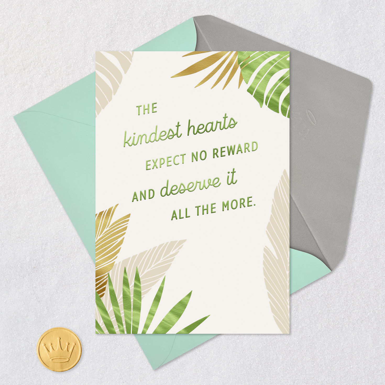 Tropical Leaves Thank-You Card Card Front with Envelope and Gold Seal image number 5