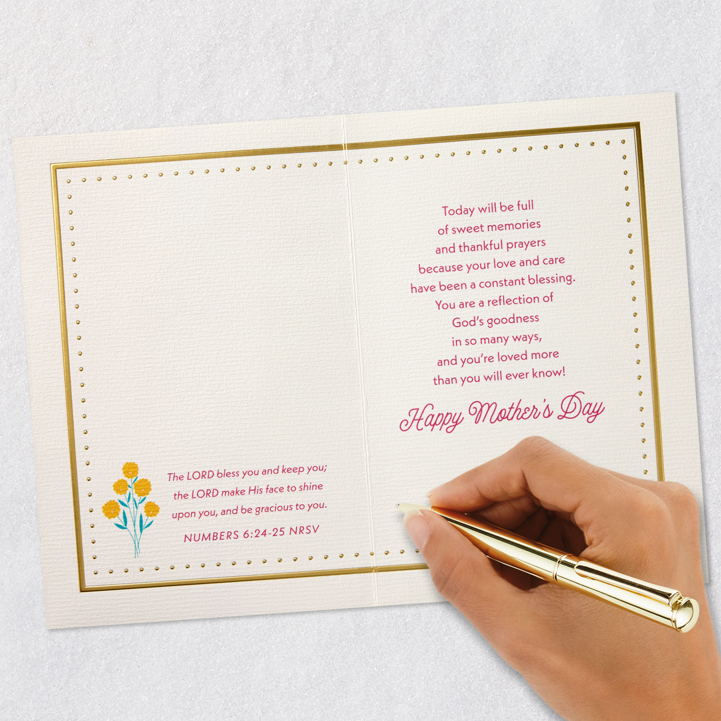 Pink Flower Religious Mother's Day Card for Mother Signing card image number 7