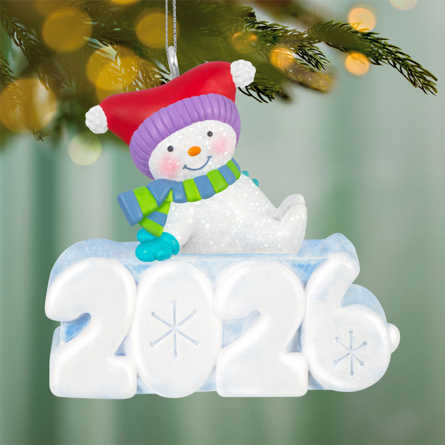 Snowman on 2026 Keepsake Ornament hanging on tree image number 2