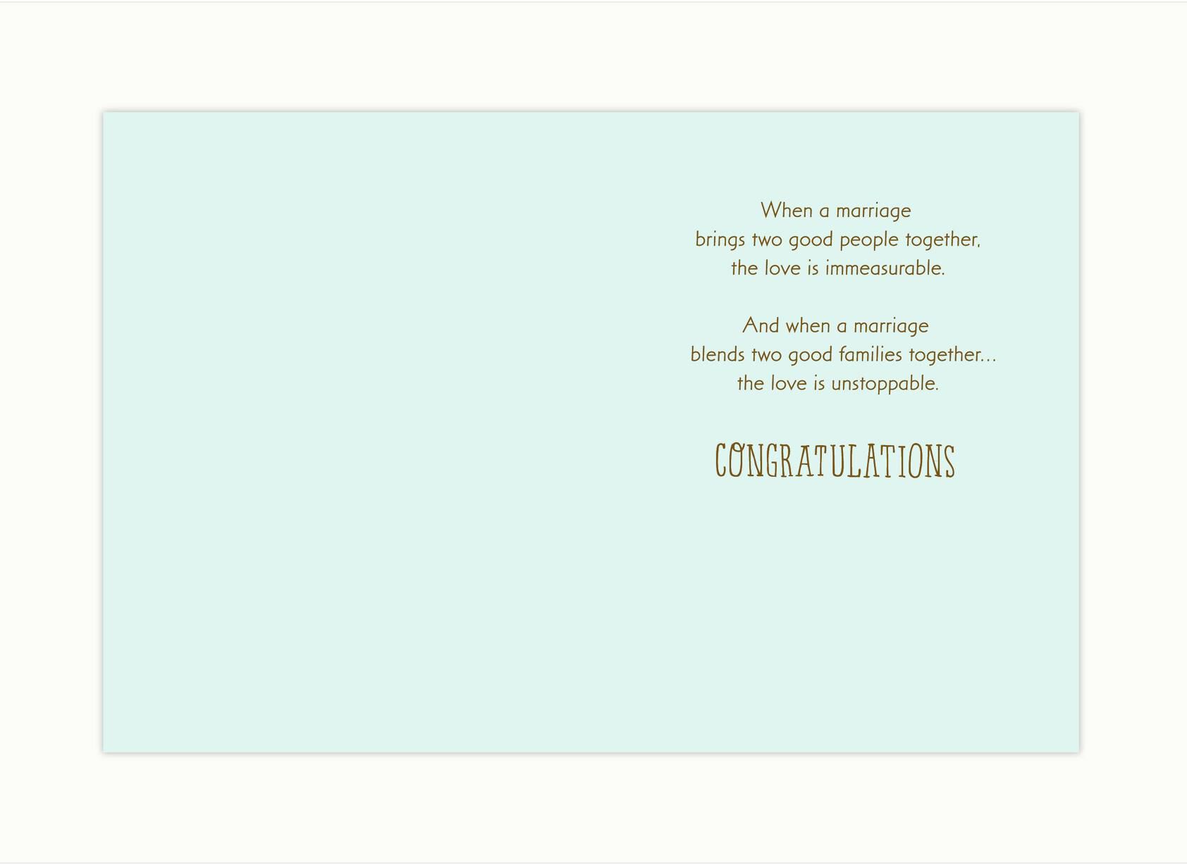 Two Partners, One Family Wedding Card
