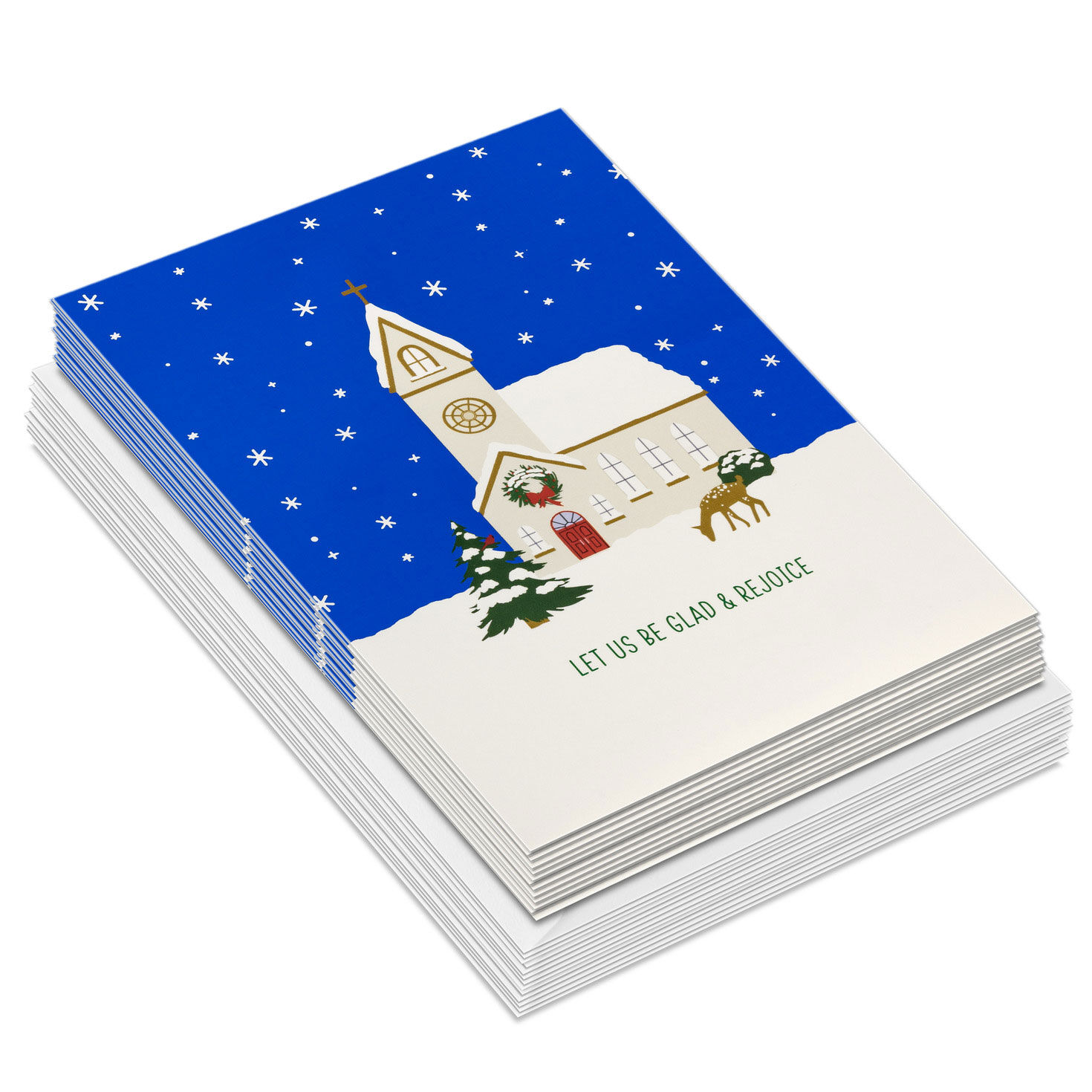 Snowy Church DaySpring Religious Christmas Cards stacked front image number 2