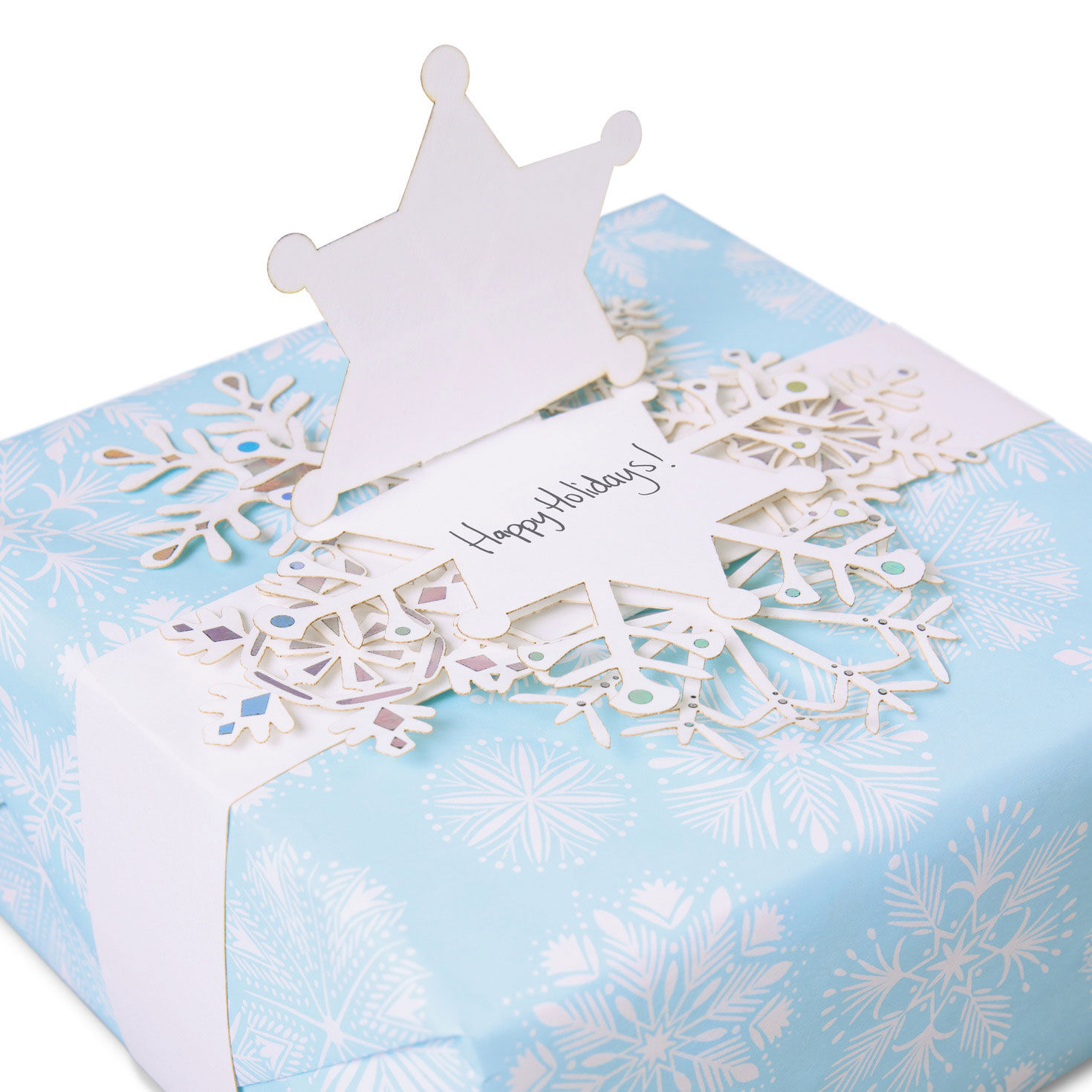 Die-cut Snowflakes Holiday Gift Wrap Accessory in use card open image number 3