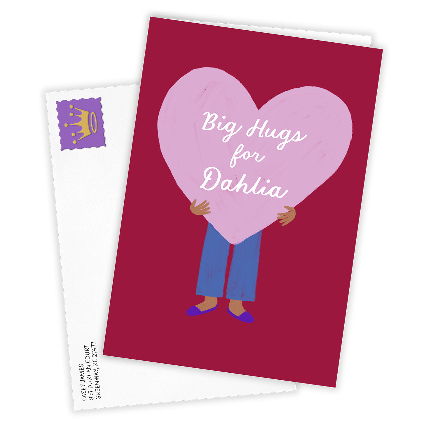 Person Holding Heart Personalized Support Card Card Front with Envelope image number 2
