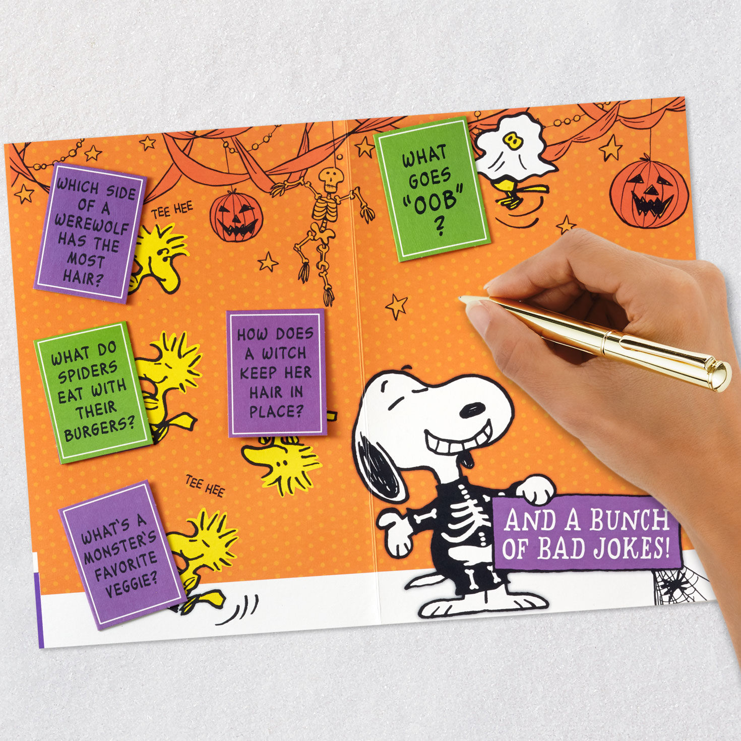 Snoopy and Woodstock Funny Pop-Up Halloween Card Signing card image number 9