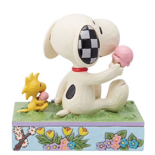 Jim Shore Peanuts Snoopy and Woodstock Eating Ice Cream Figurine, 5.12", 
