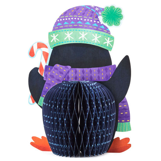 Honeycomb Penguin 3D Pop-Up Christmas Card, 