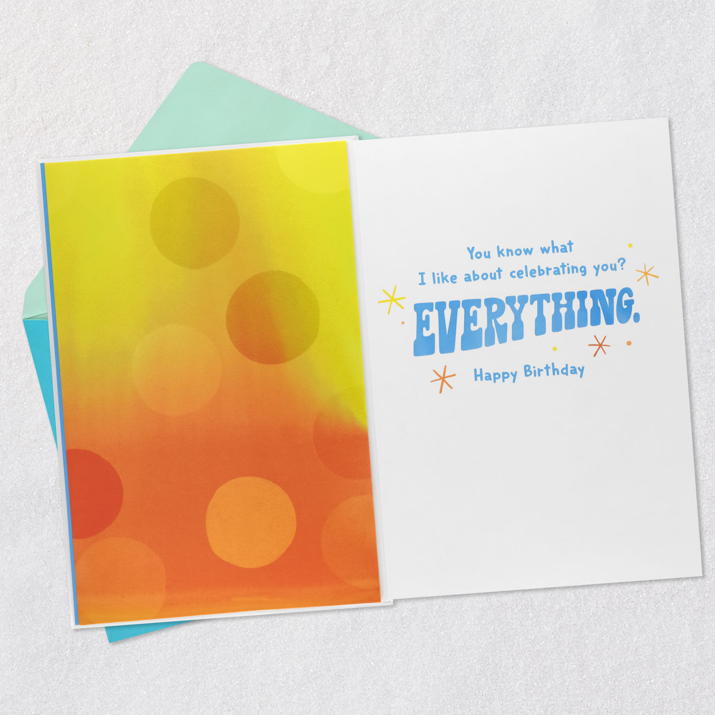 Groovy Lettering and Stars Musical Birthday Card Open card with envelope image number 3