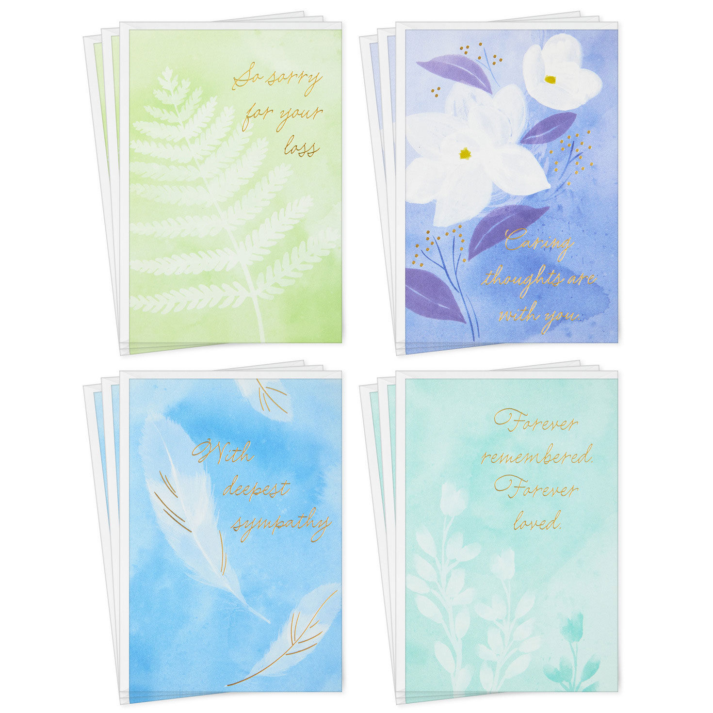Pastel Botanical Sympathy Cards Assortment card fronts image number 1