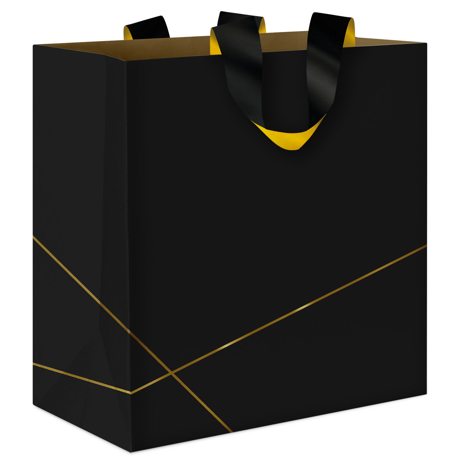7.7" Gold Lines on Black Medium Gift Bag