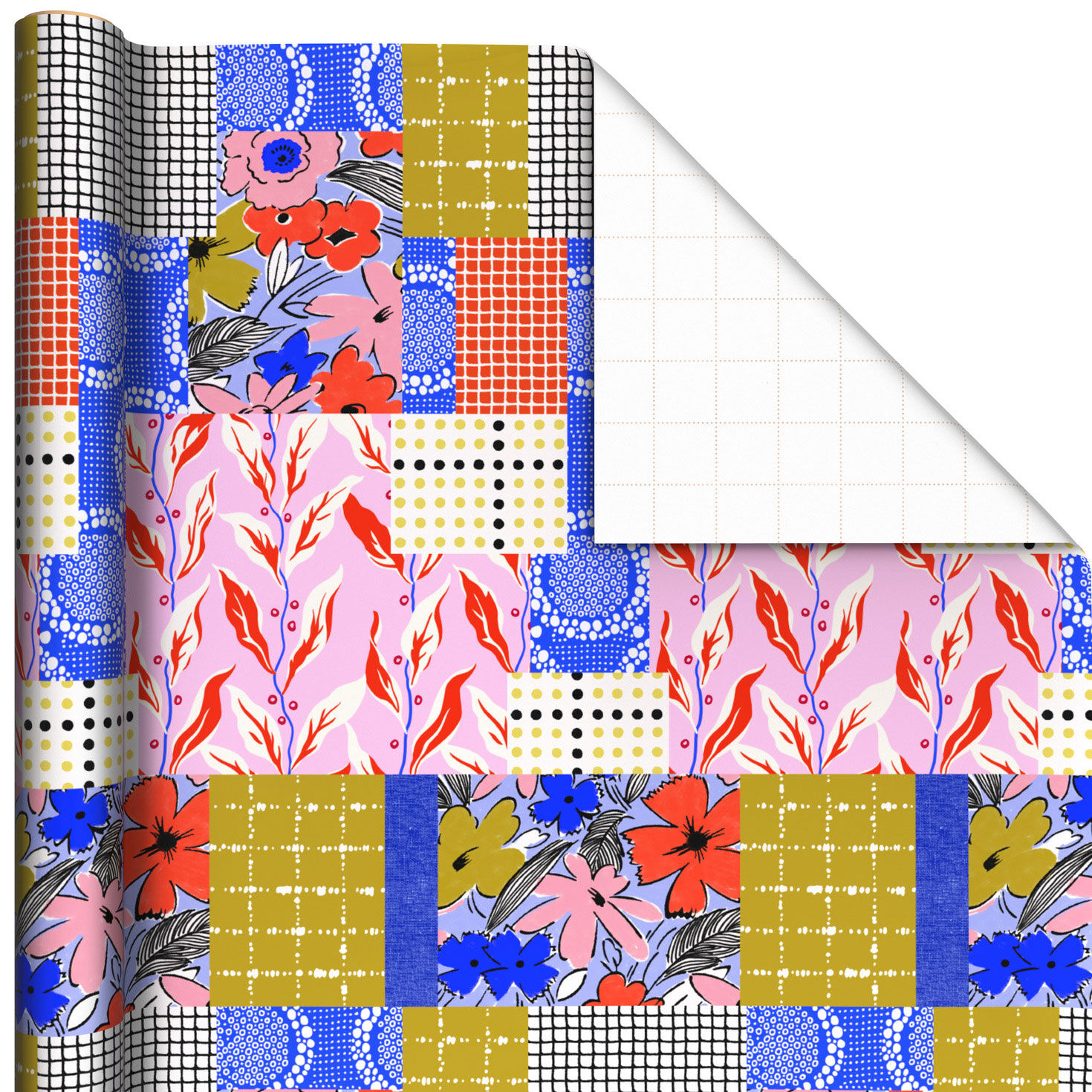 Vibrant Vintage Patchwork Wrapping Paper Roll, 20 sq. ft.