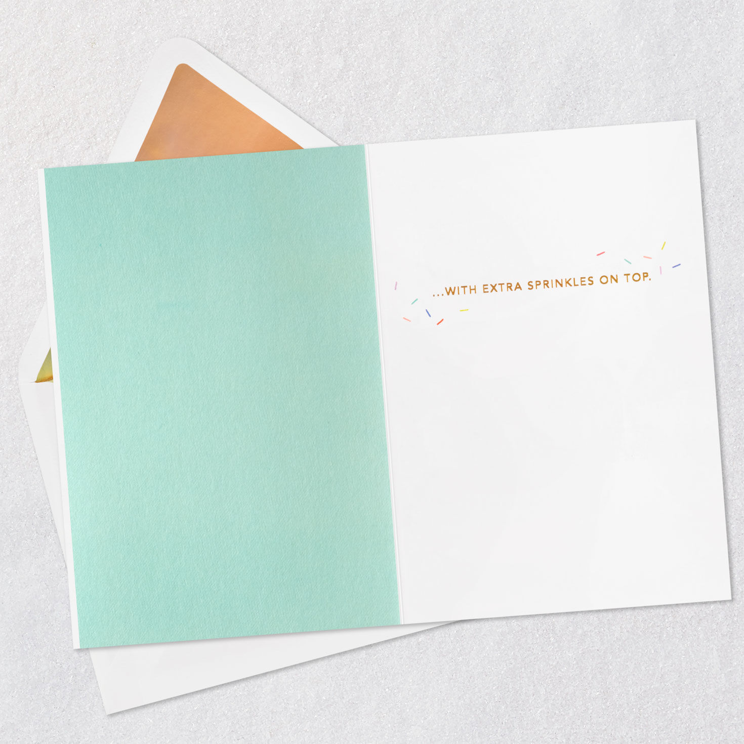 Rainbow Sprinkles Cake Birthday Card Open card with envelope image number 3
