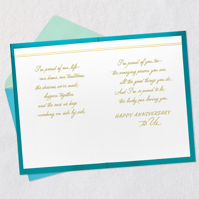 Blue Tropical Leaves Anniversary Card  image number 4