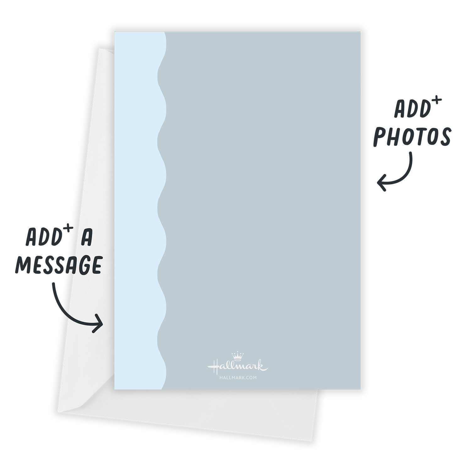 White Scalloped Edge on Blue Grad Party Invitation Card back indicating personalization image number 3