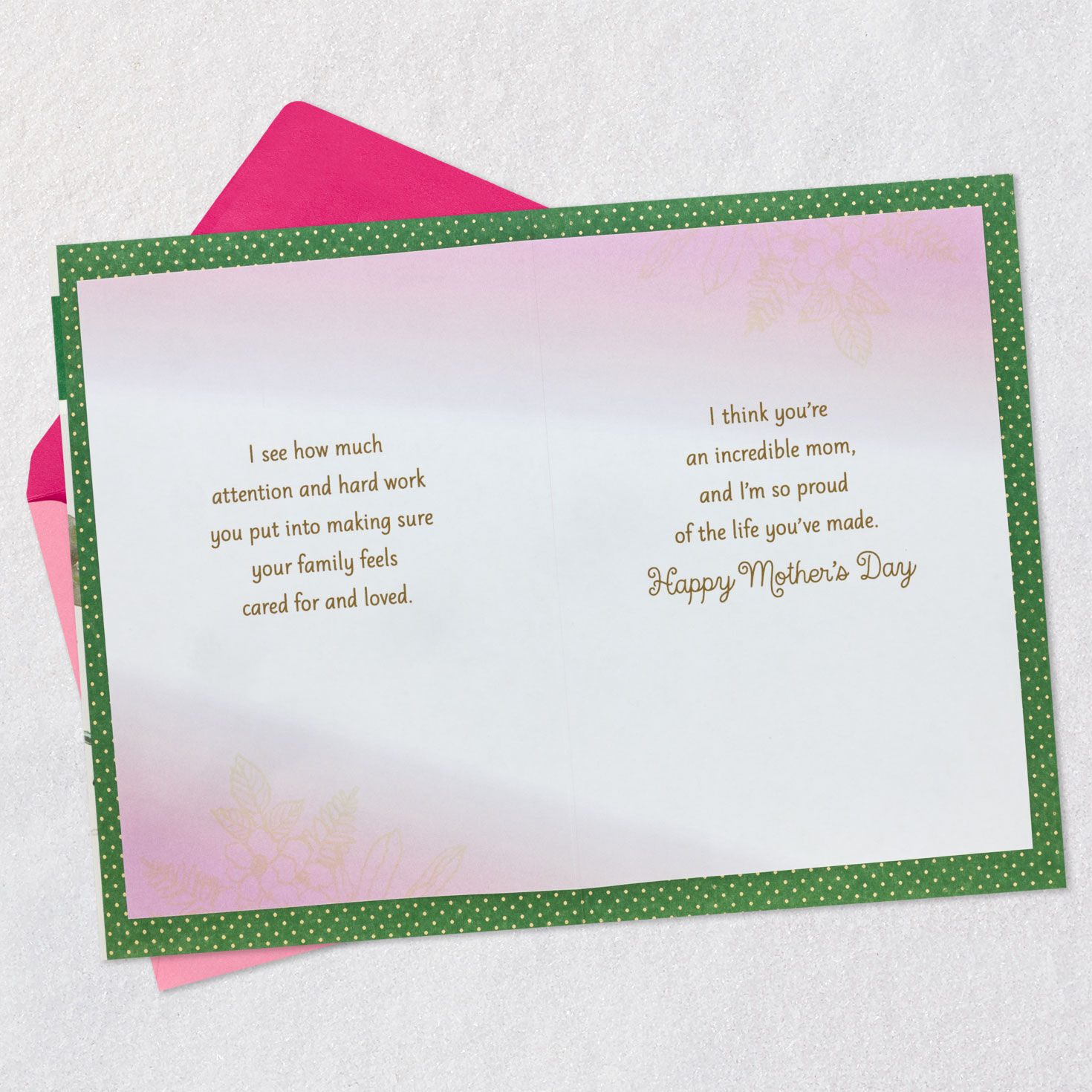 Big Pink Blooms Mother's Day Card for Daughter Open card with envelope image number 4