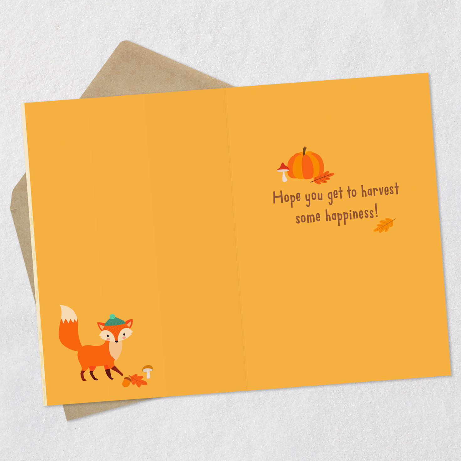 Bear With Wheelbarrow Kids Thanksgiving Card Open card with envelope image number 3