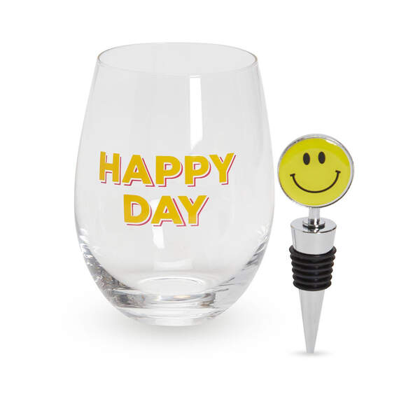 Two's Company Happy Day Stemless Wine Glass With Wine Stopper, , large image number 2