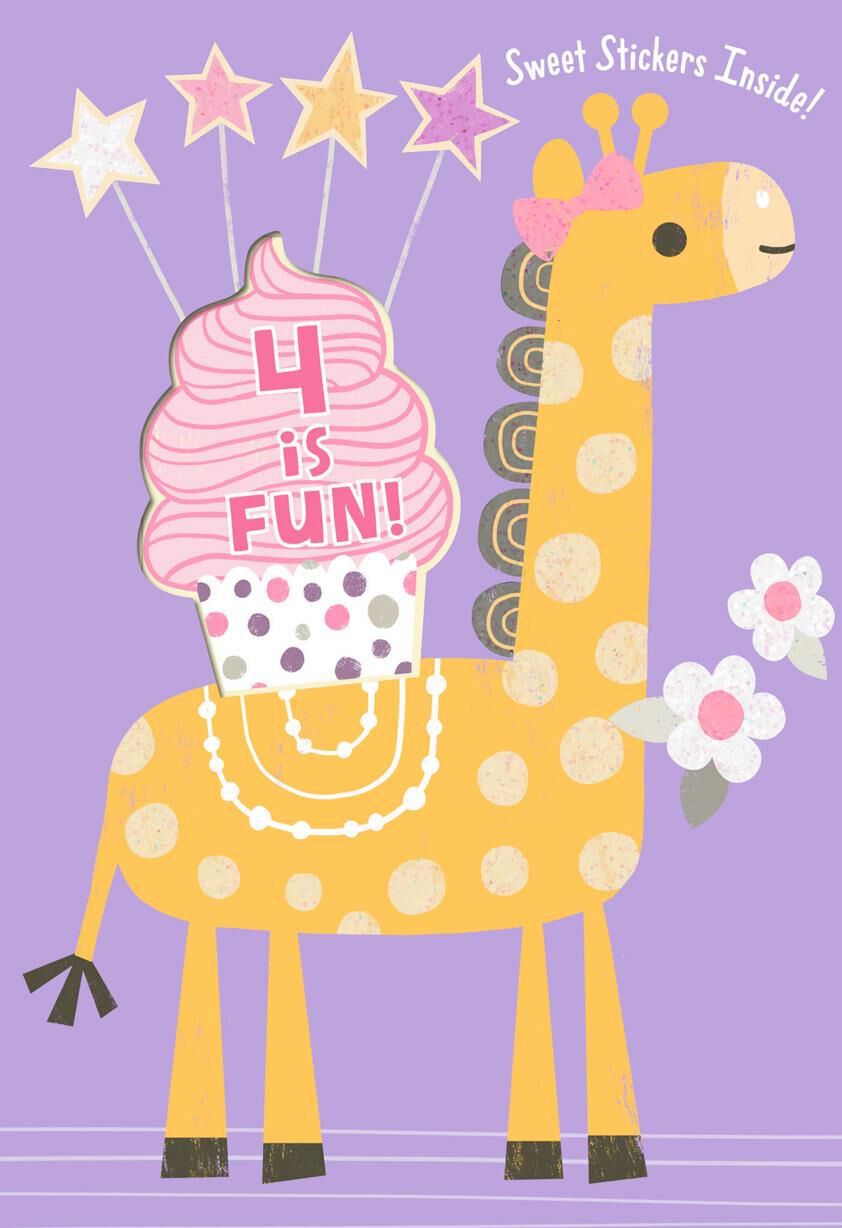 4 Is Fun! Birthday Card With Stickers