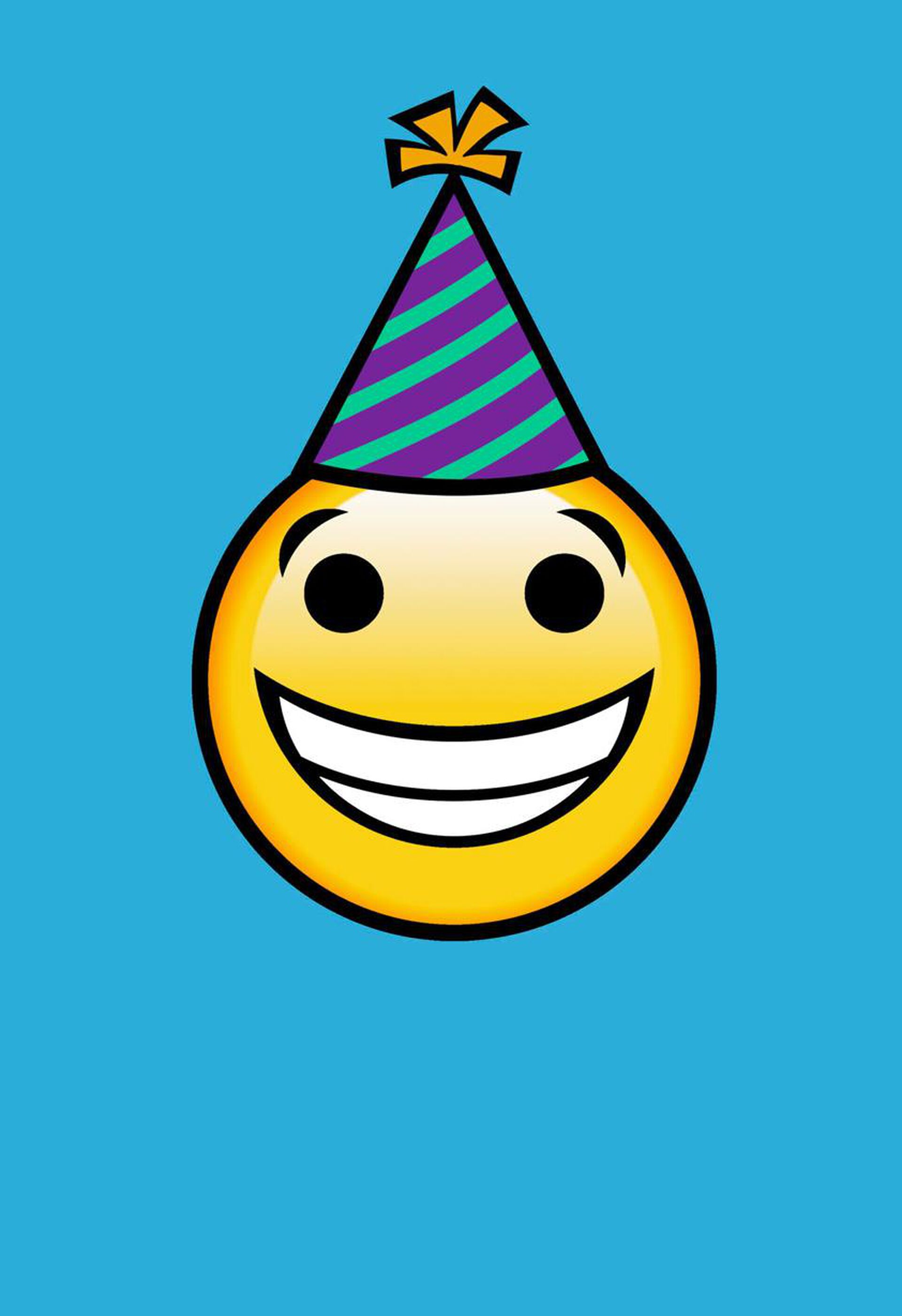 Smiley Face In Party Hat On Blue Blank Birthday Card Greeting Cards Hallmark